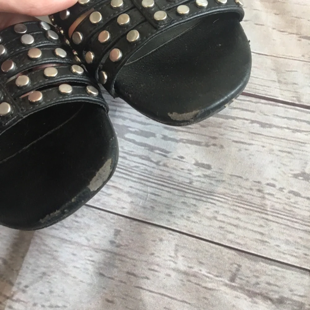 ZARA BASIC Black Studded Short Gladiator Sandals Sz 8 - Picture 3 of 6